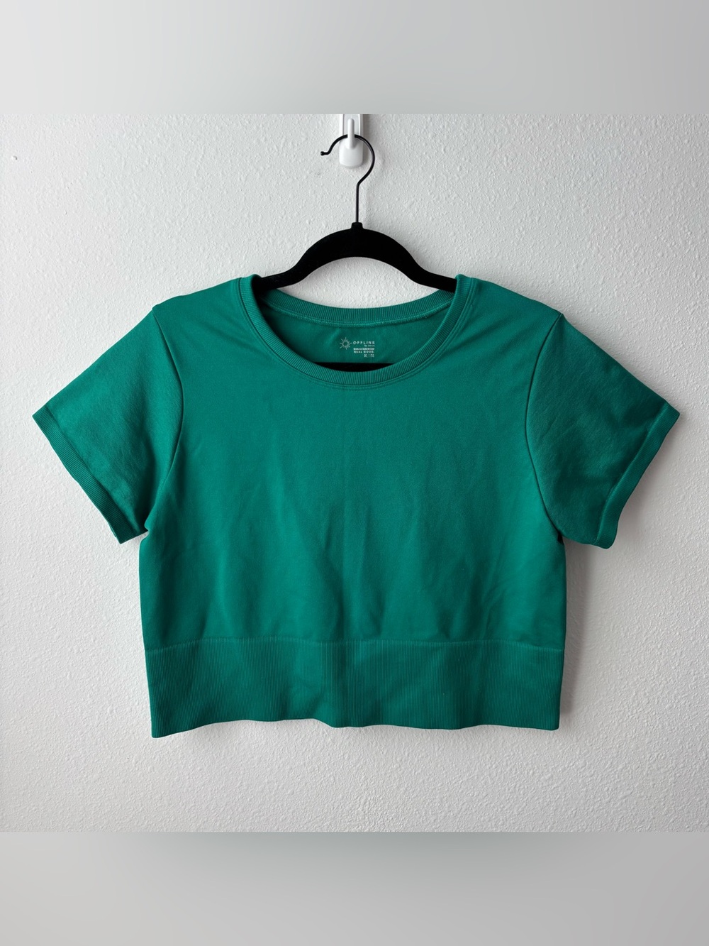 aerie green offline workout crop top